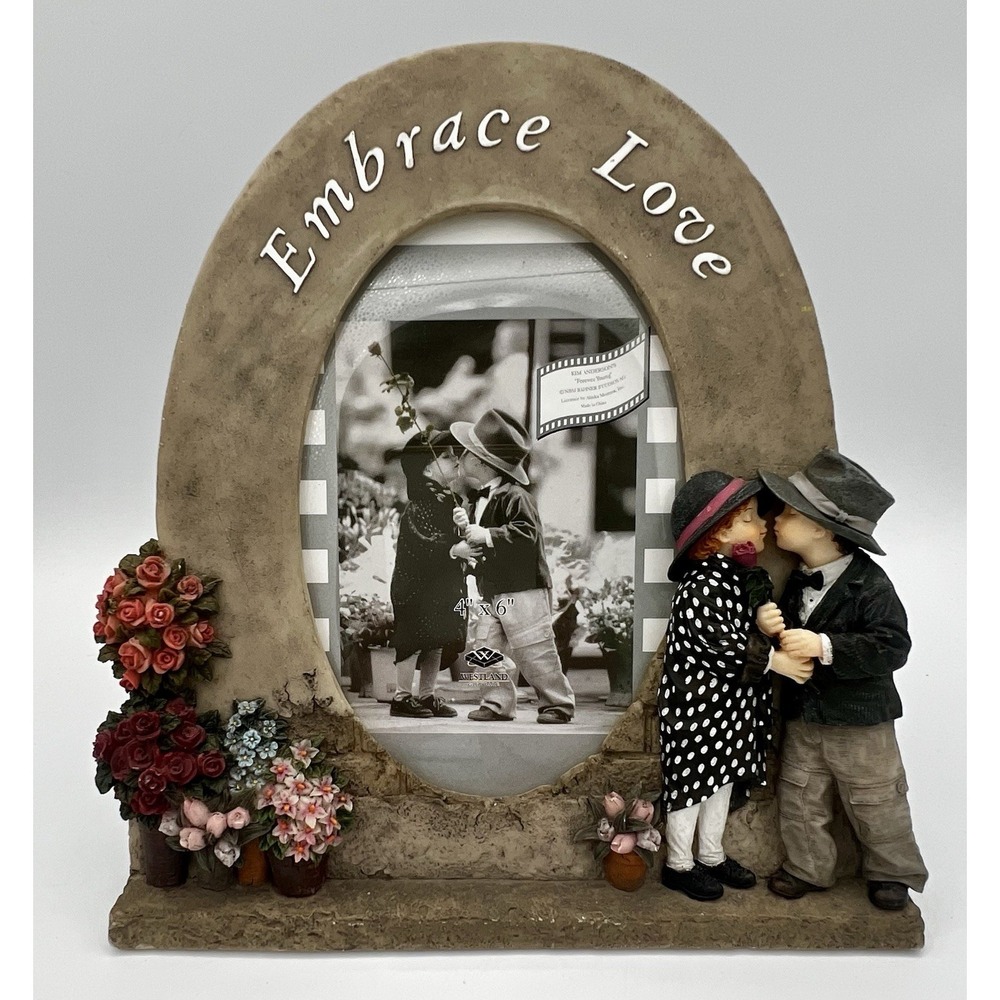 Embrace Love Photo Frame Puppy Love Children Kiss Flowers For 4x6 Photo Westland